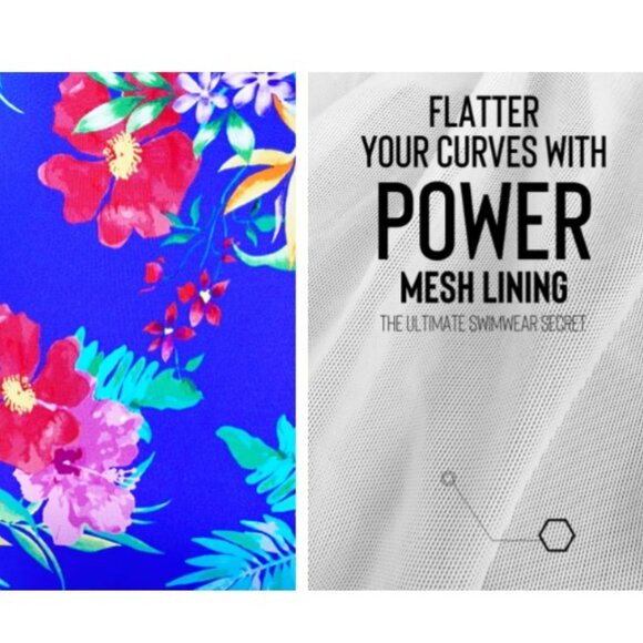 Cupshe Twilight Garden Tummy Control Cross Back One-Piece Royal / L -SOLD OUT - Picture 3 of 6